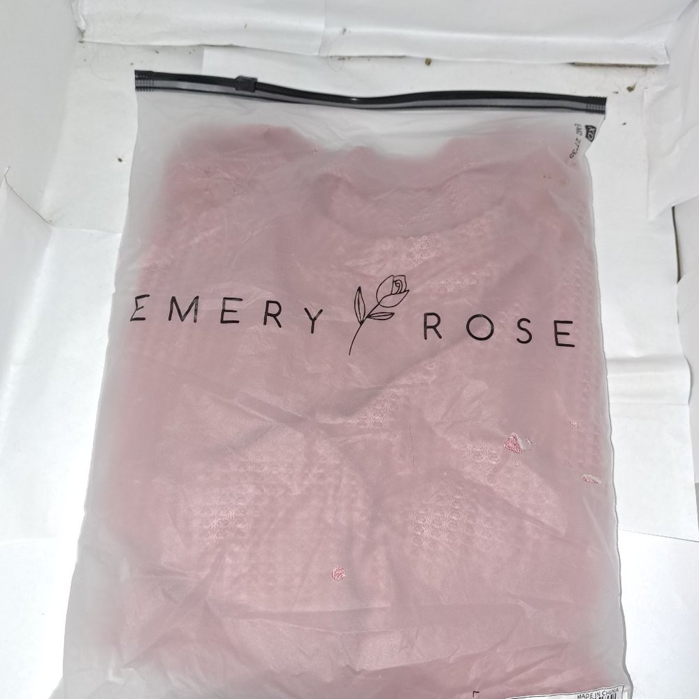 New Shein EMERY ROSE Contrast Lace Raglan Sleeve Tee Small